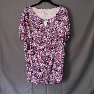 Paisley keyhole beaded tee